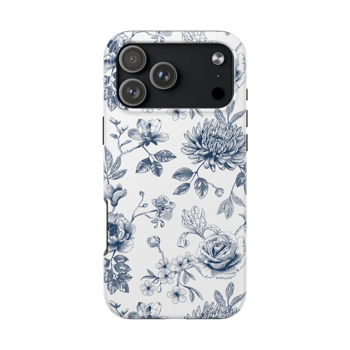 Tough Phone Case — Blue Vintage Floral Protective iPhone Cover
