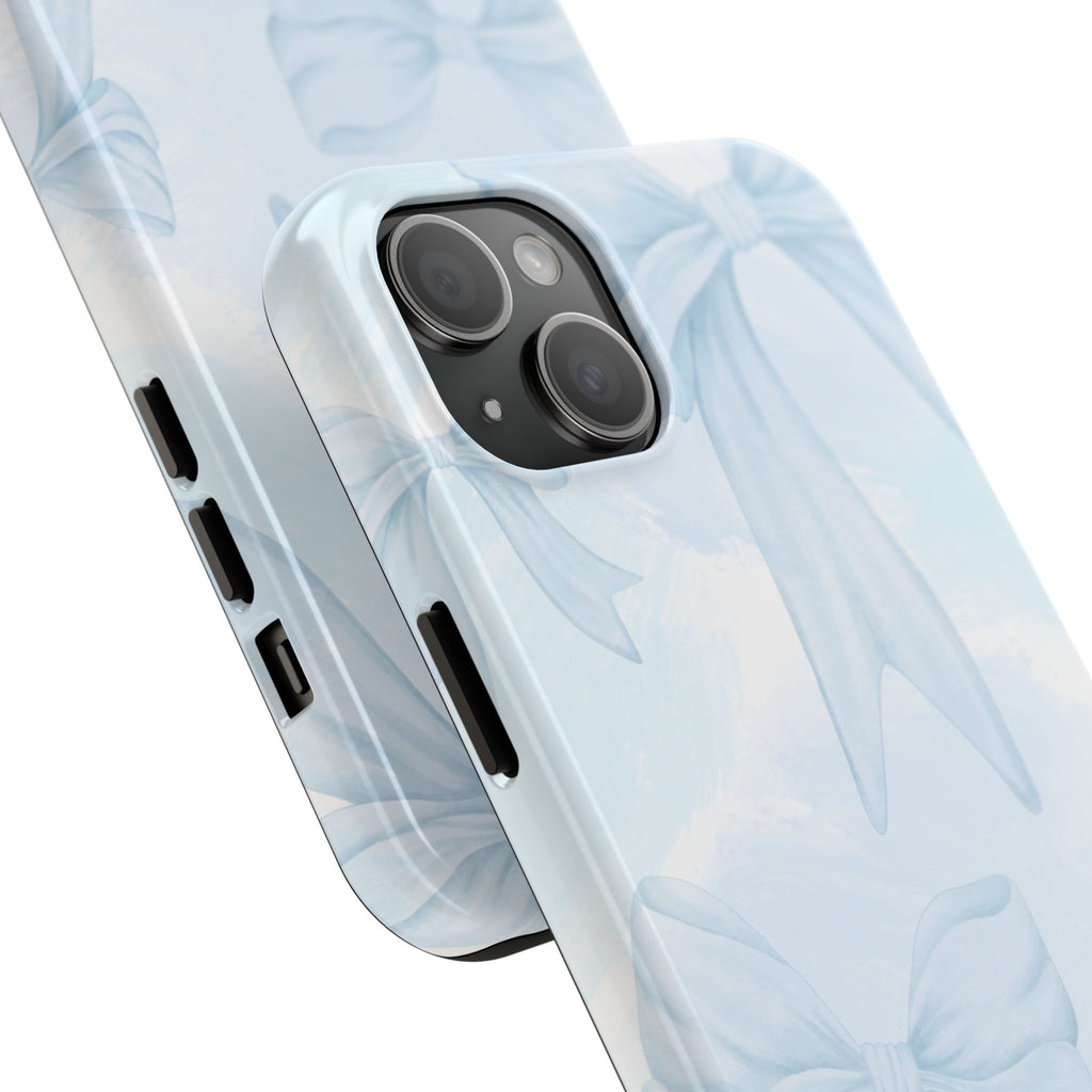 Pale Blue Bow Pattern Tough Phone Case