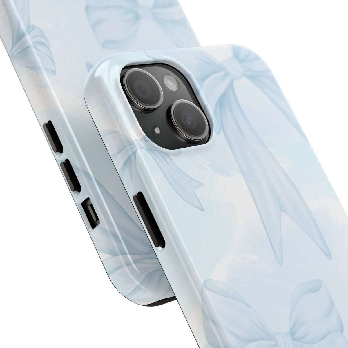 Pale Blue Bow Pattern Tough Phone Case