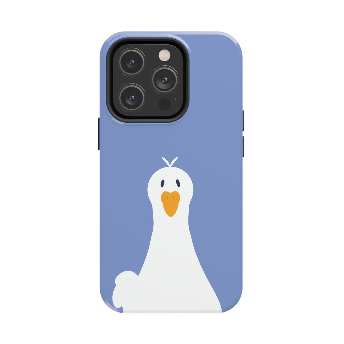 Goofy Goose Tough Phone Case — Cute Minimalist Duck Design on Blue
