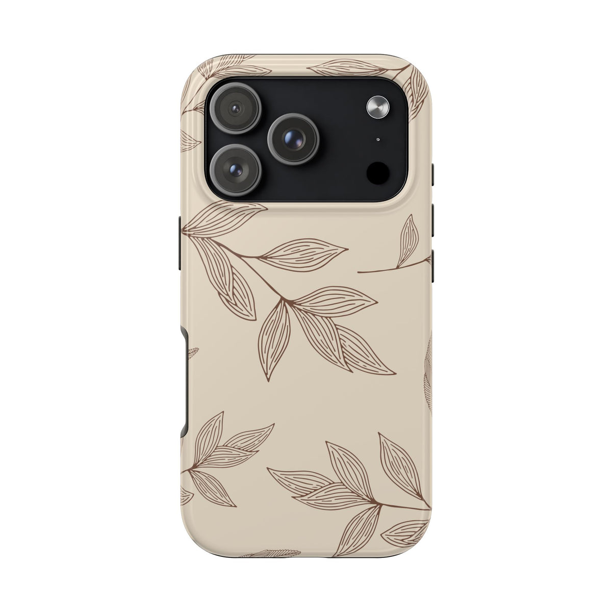 Tough Phone Case — Neutral Botanical Leaf Design (Protective Floral iPhone Case)