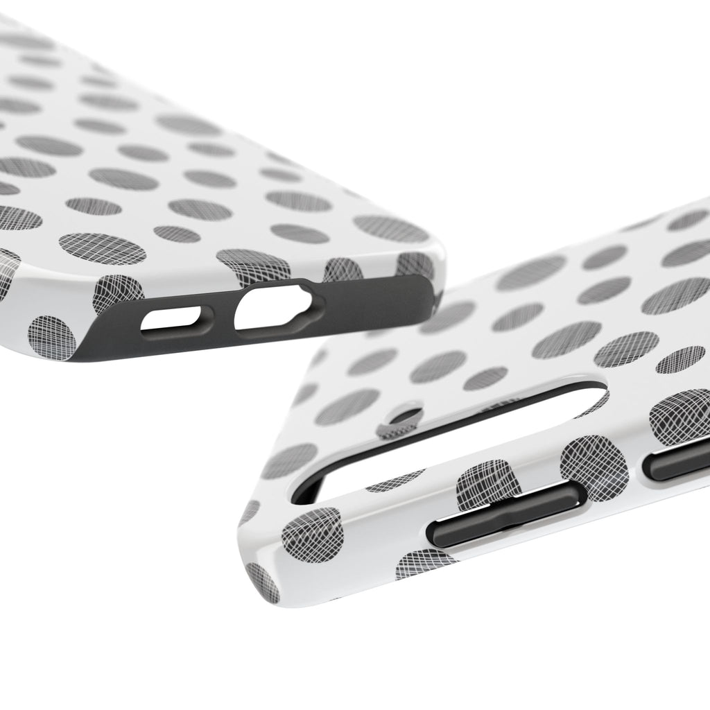 Polka Dot Texture Tough Phone Case — Black & White Spot Pattern, Protective Slim Phone Cover