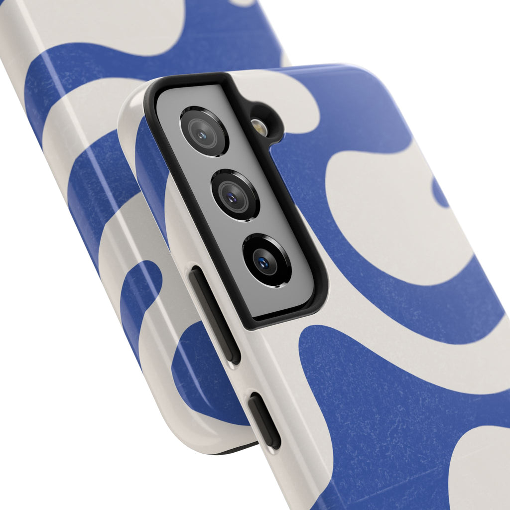 Blue Retro Swirl Tough Phone Case — Durable Abstract Pattern