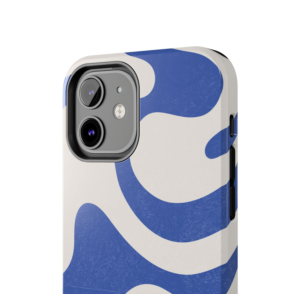 Blue Retro Swirl Tough Phone Case — Durable Abstract Pattern