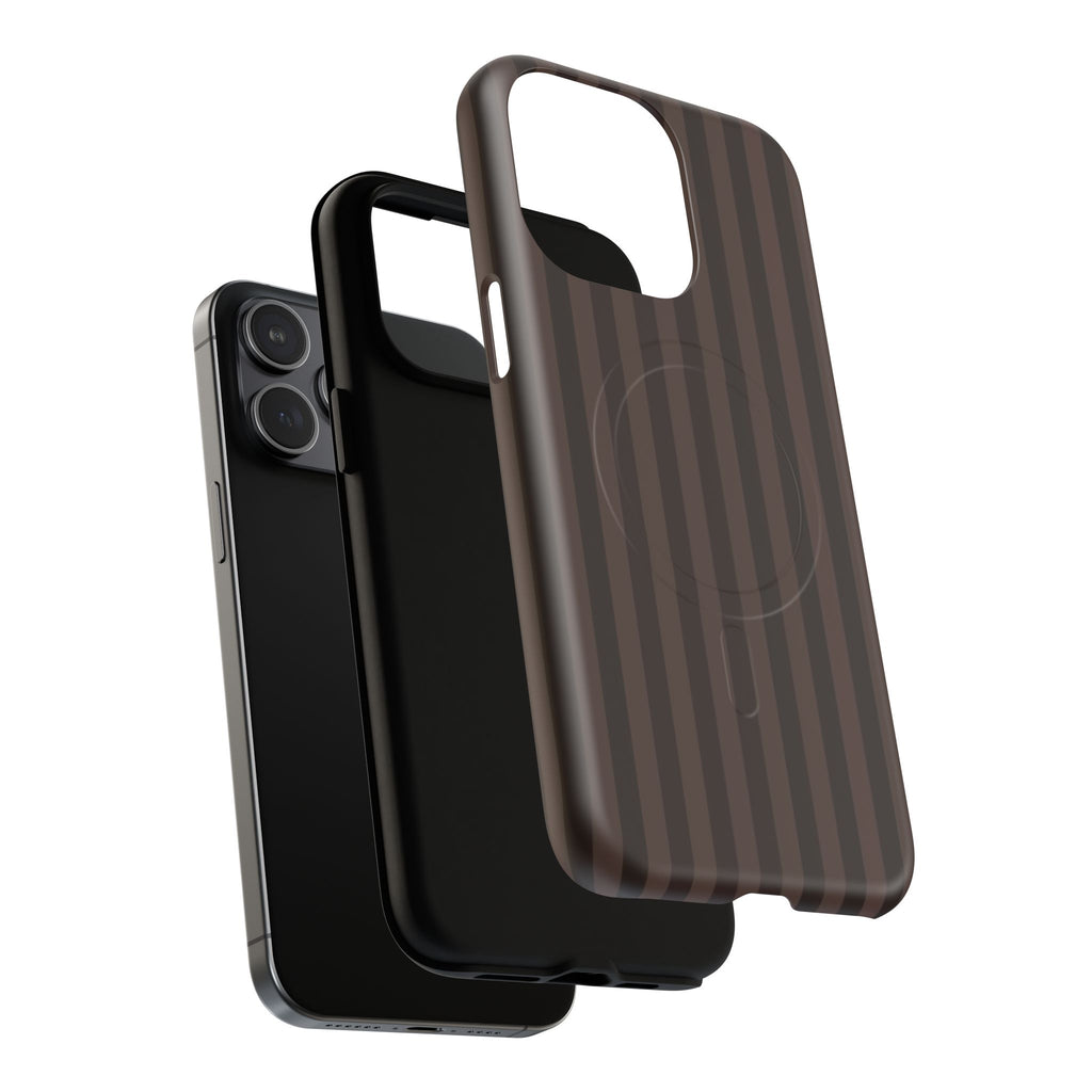Dark Brown Striped Magnetic Phone Case
