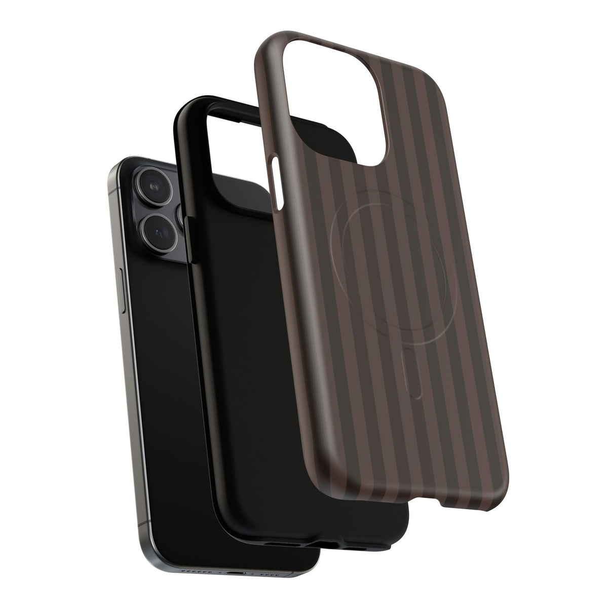 Dark Brown Striped Magnetic Phone Case