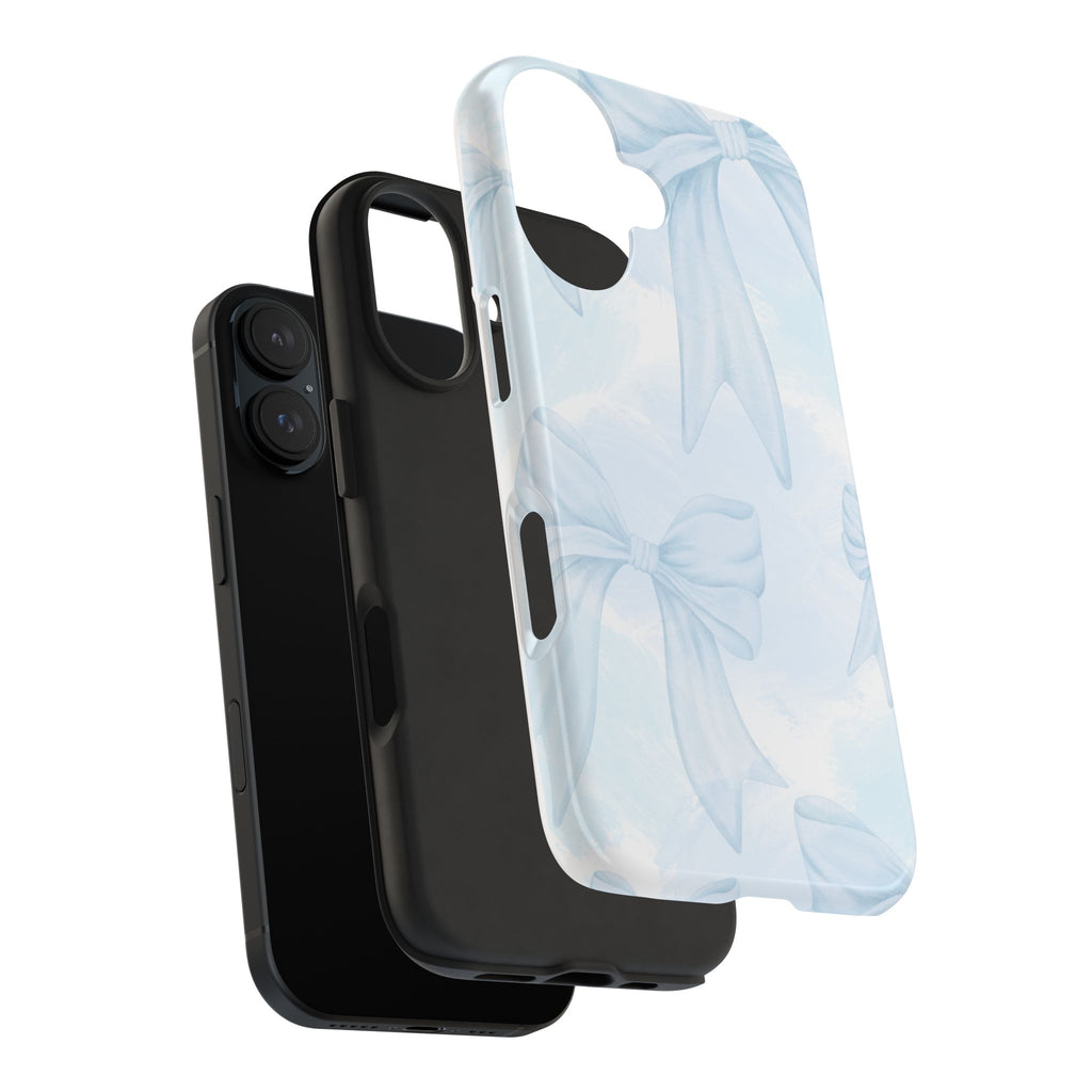 Pale Blue Bow Pattern Tough Phone Case