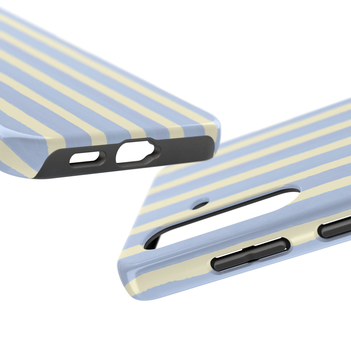 Pastel Stripe Tough Phone Case — Blue & Cream Protective Cover