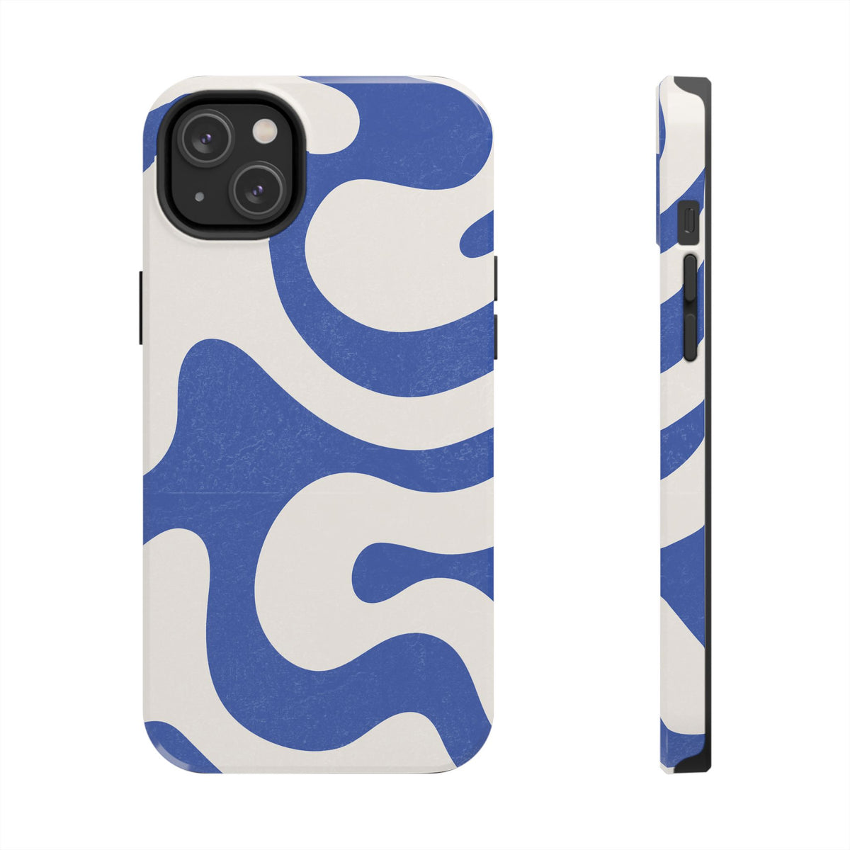 Blue Retro Swirl Tough Phone Case — Durable Abstract Pattern