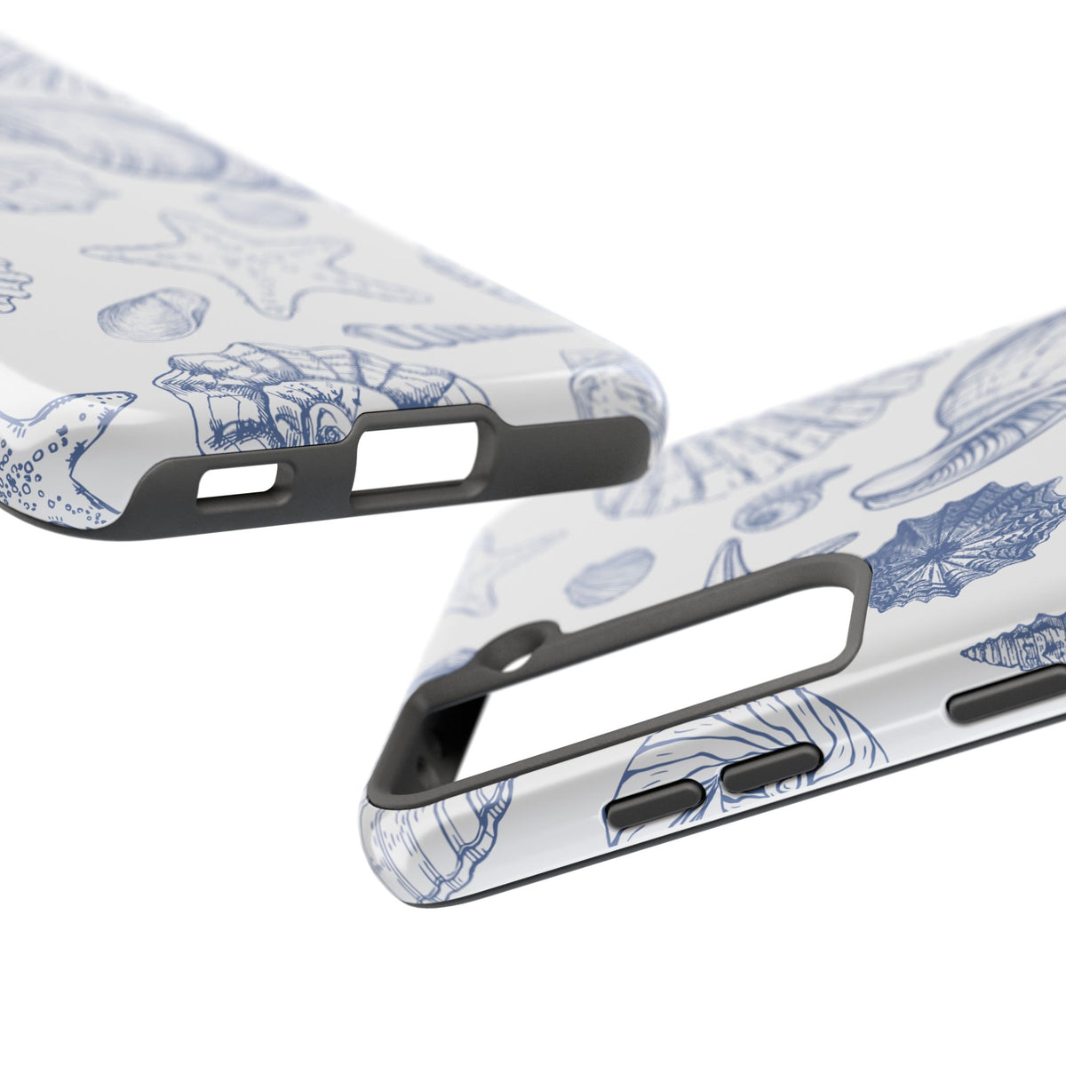 Seaside Sketch Tough Phone Case – Blue Shells & Starfish Protective Cover