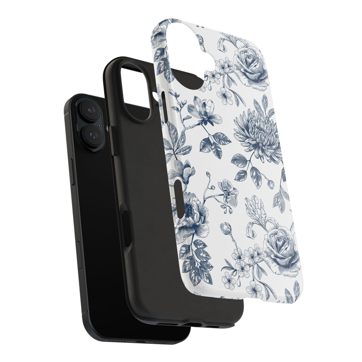 Tough Phone Case — Blue Vintage Floral Protective iPhone Cover