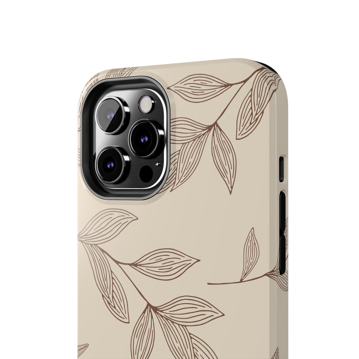 Tough Phone Case — Neutral Botanical Leaf Design (Protective Floral iPhone Case)