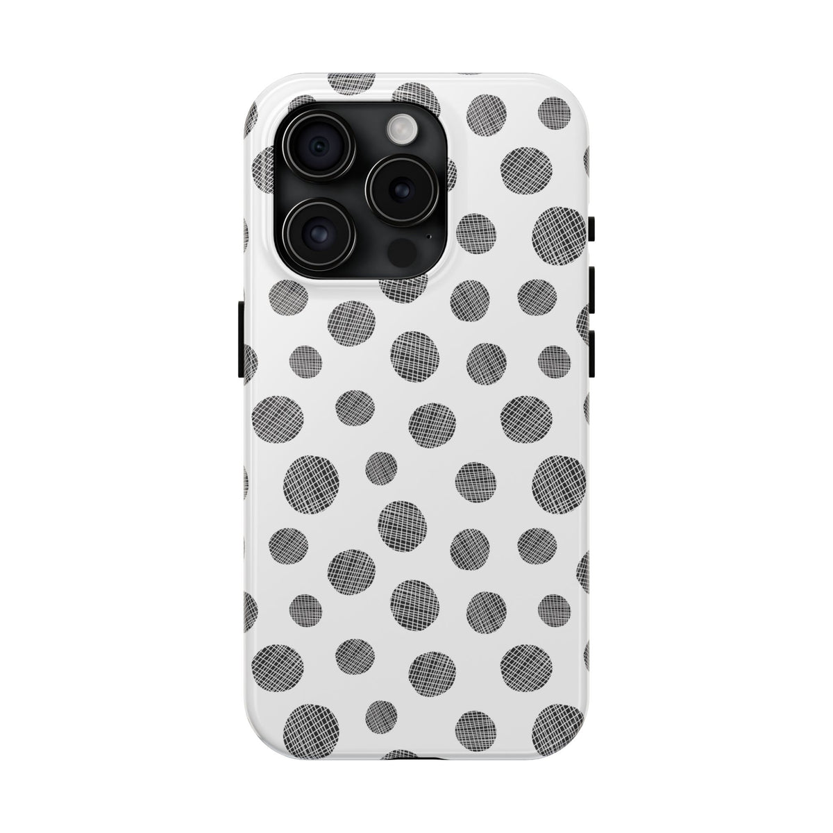 Polka Dot Texture Tough Phone Case — Black & White Spot Pattern, Protective Slim Phone Cover
