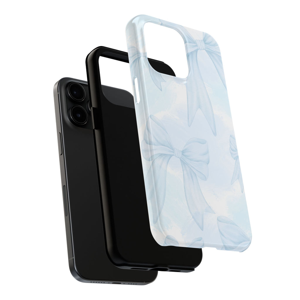 Pale Blue Bow Pattern Tough Phone Case