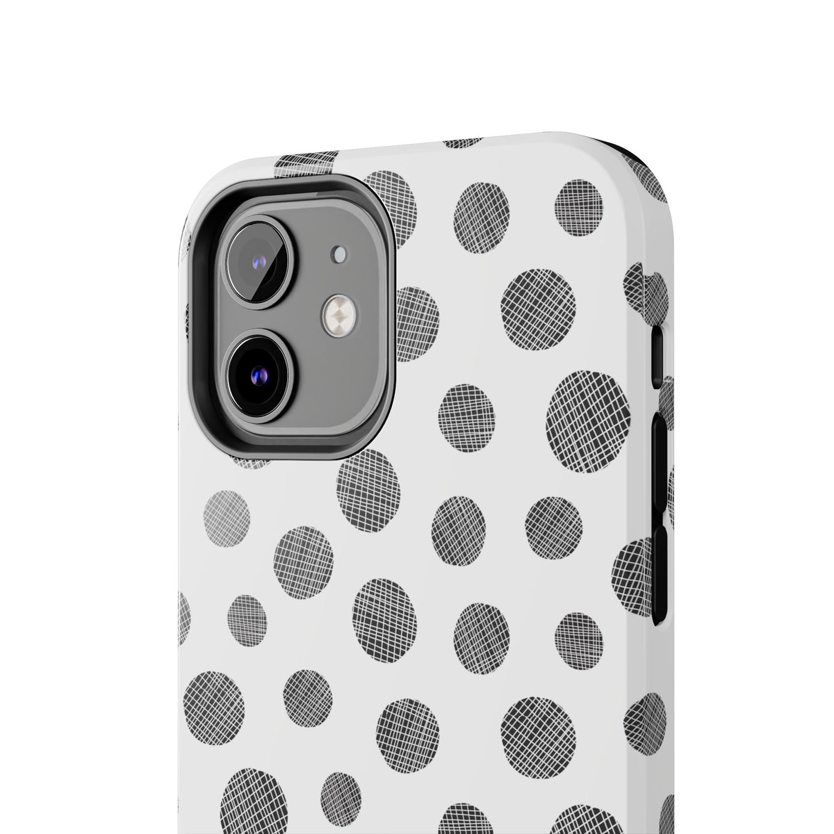 Polka Dot Texture Tough Phone Case — Black & White Spot Pattern, Protective Slim Phone Cover