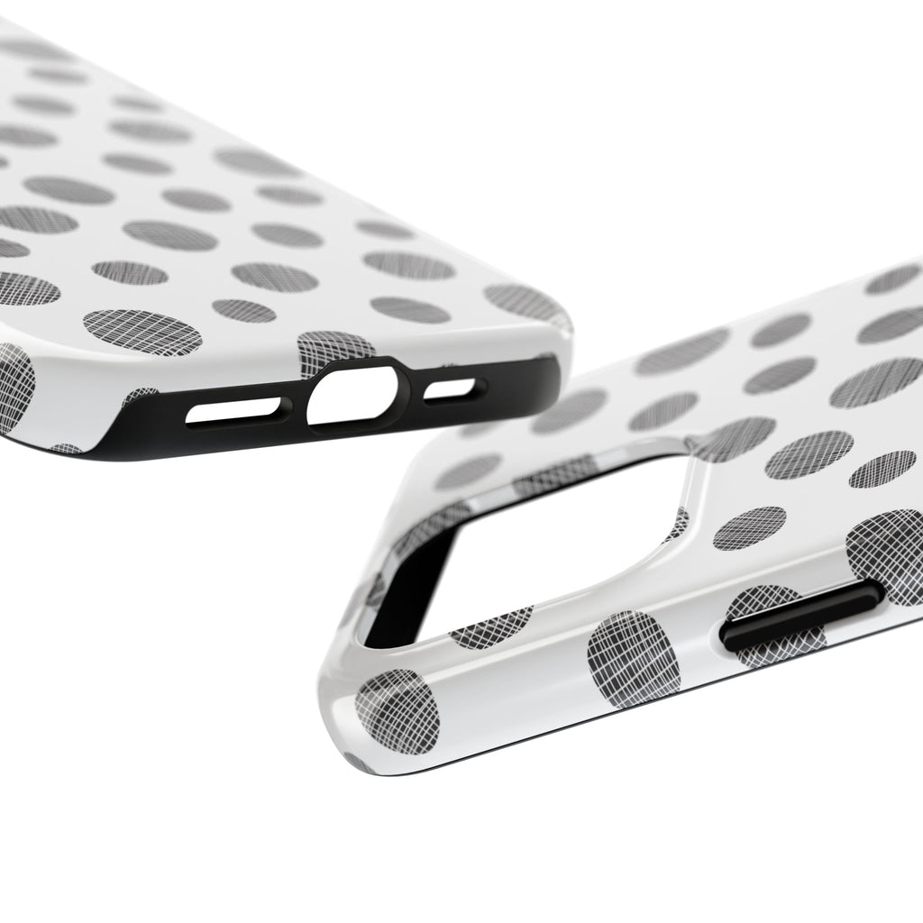 Polka Dot Texture Tough Phone Case — Black & White Spot Pattern, Protective Slim Phone Cover