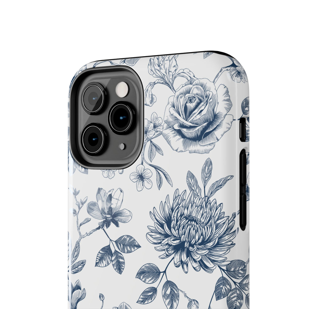 Tough Phone Case — Blue Vintage Floral Protective iPhone Cover