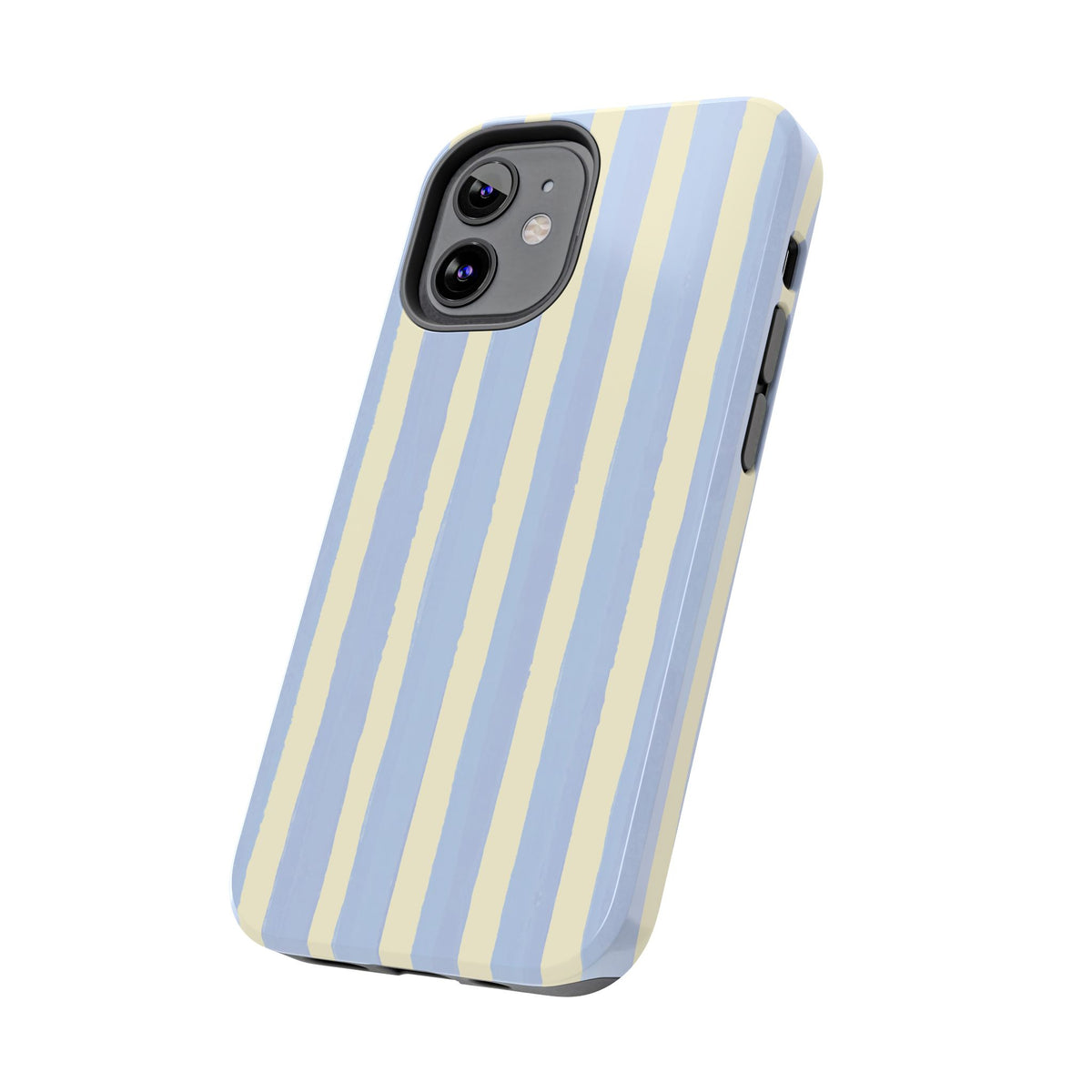 Pastel Stripe Tough Phone Case — Blue & Cream Protective Cover