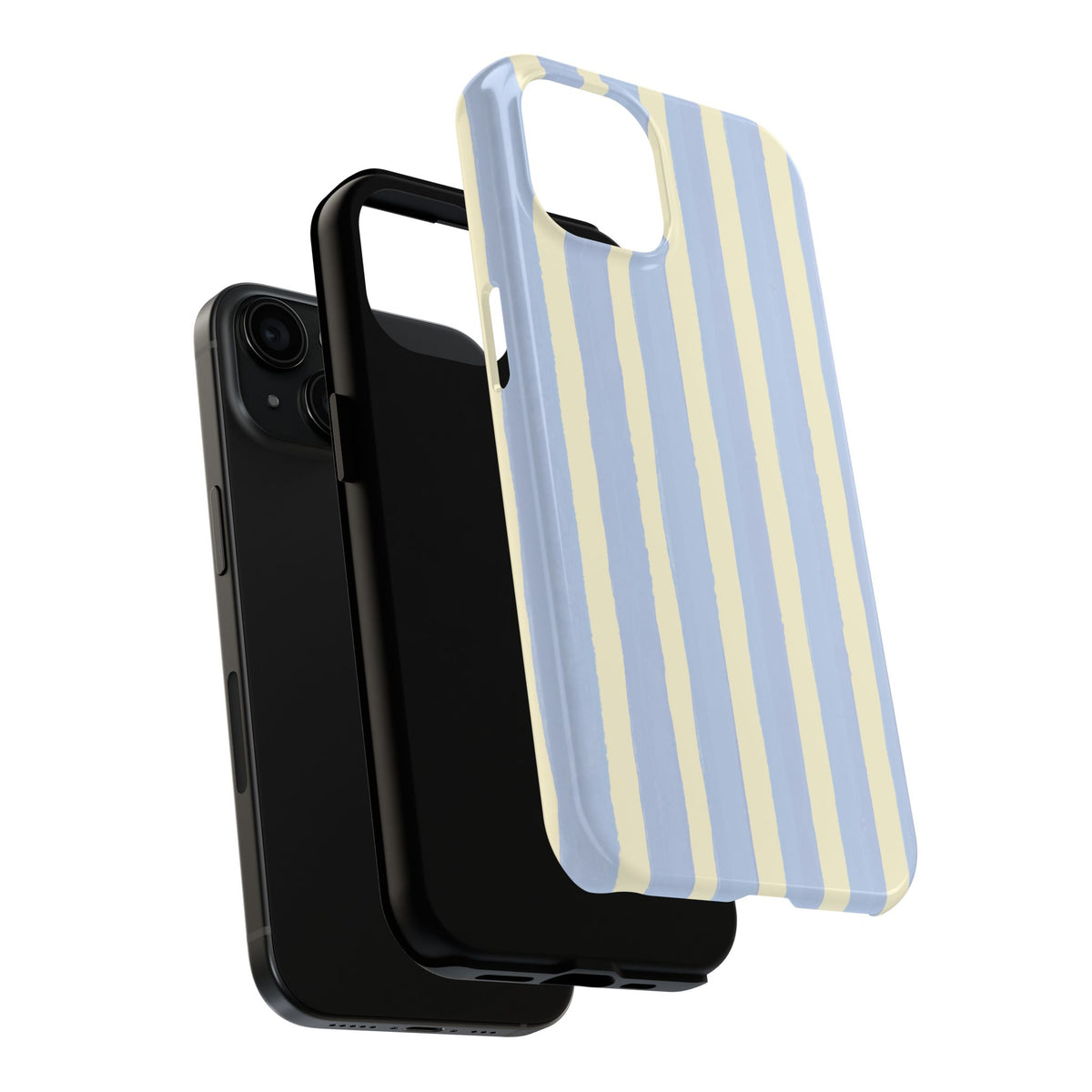 Pastel Stripe Tough Phone Case — Blue & Cream Protective Cover