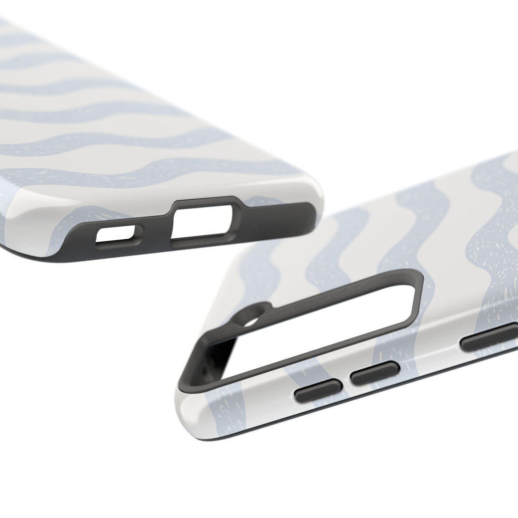 Tough Phone Case – Subtle Blue Wavy Stripes, Durable Protective Cover