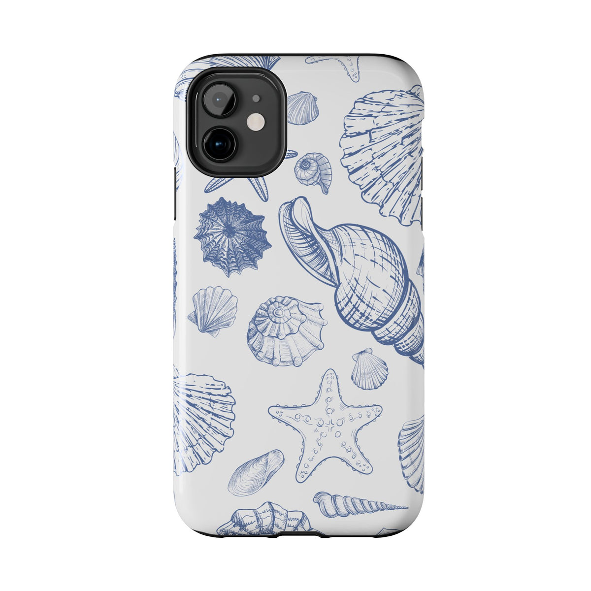 Seaside Sketch Tough Phone Case – Blue Shells & Starfish Protective Cover