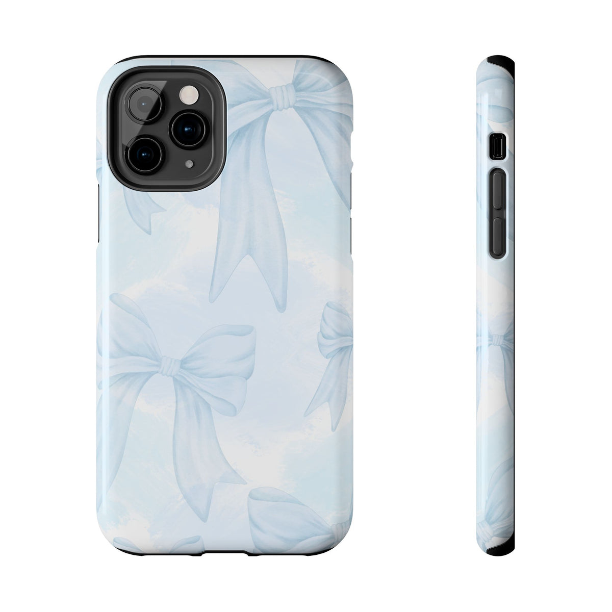 Pale Blue Bow Pattern Tough Phone Case