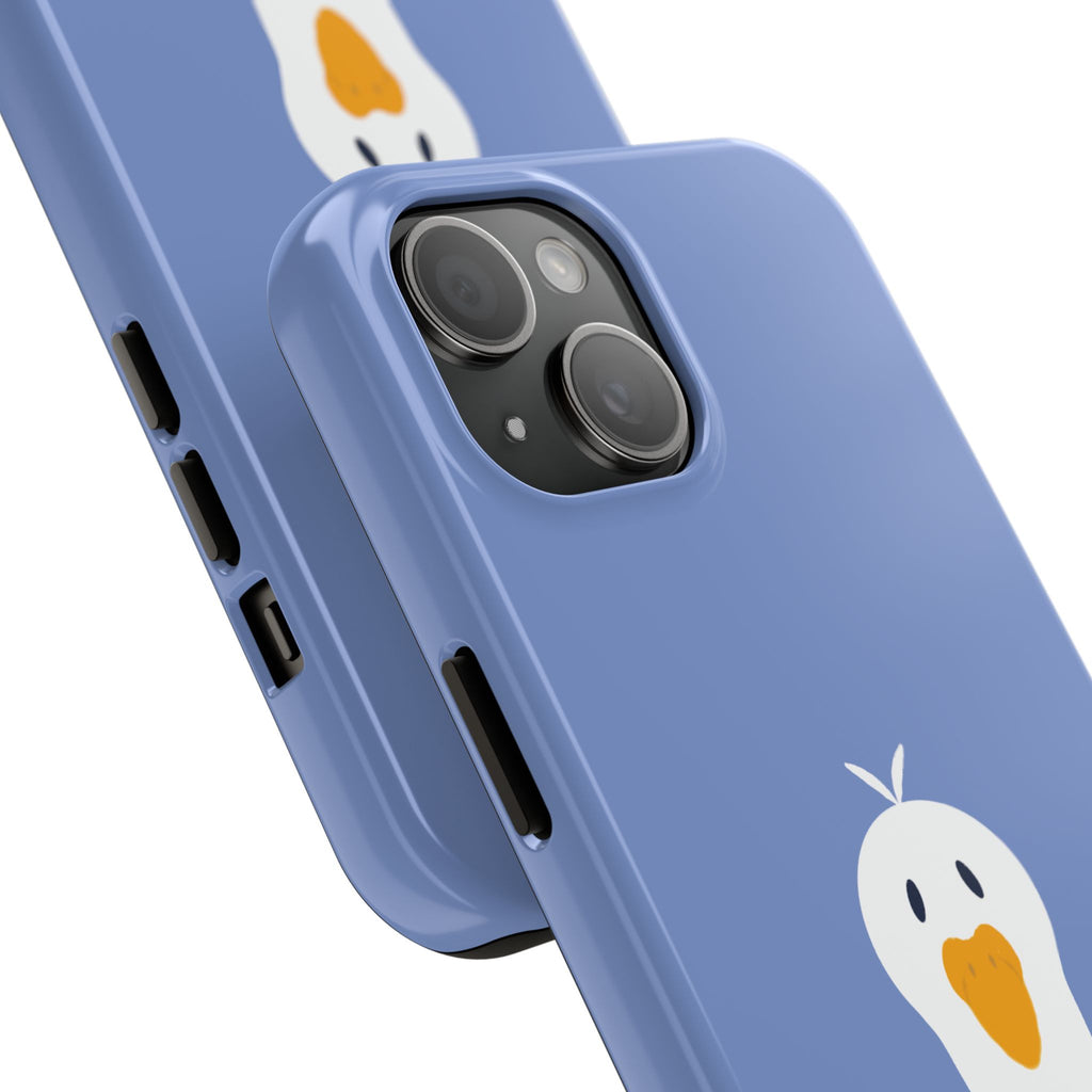 Goofy Goose Tough Phone Case — Cute Minimalist Duck Design on Blue