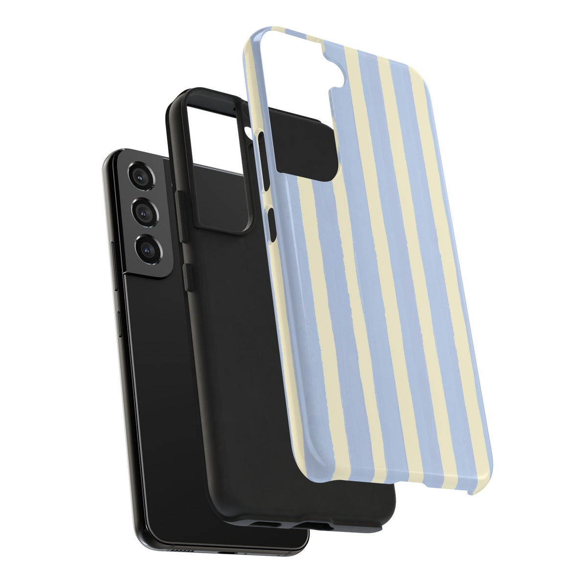 Pastel Stripe Tough Phone Case — Blue & Cream Protective Cover