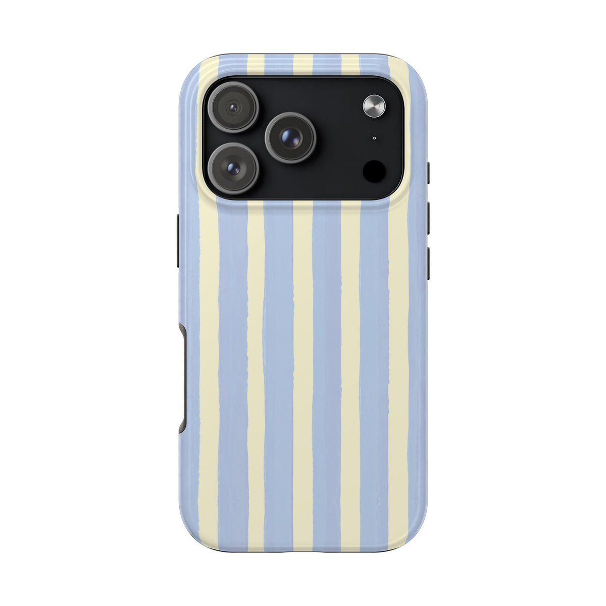 Pastel Stripe Tough Phone Case — Blue & Cream Protective Cover