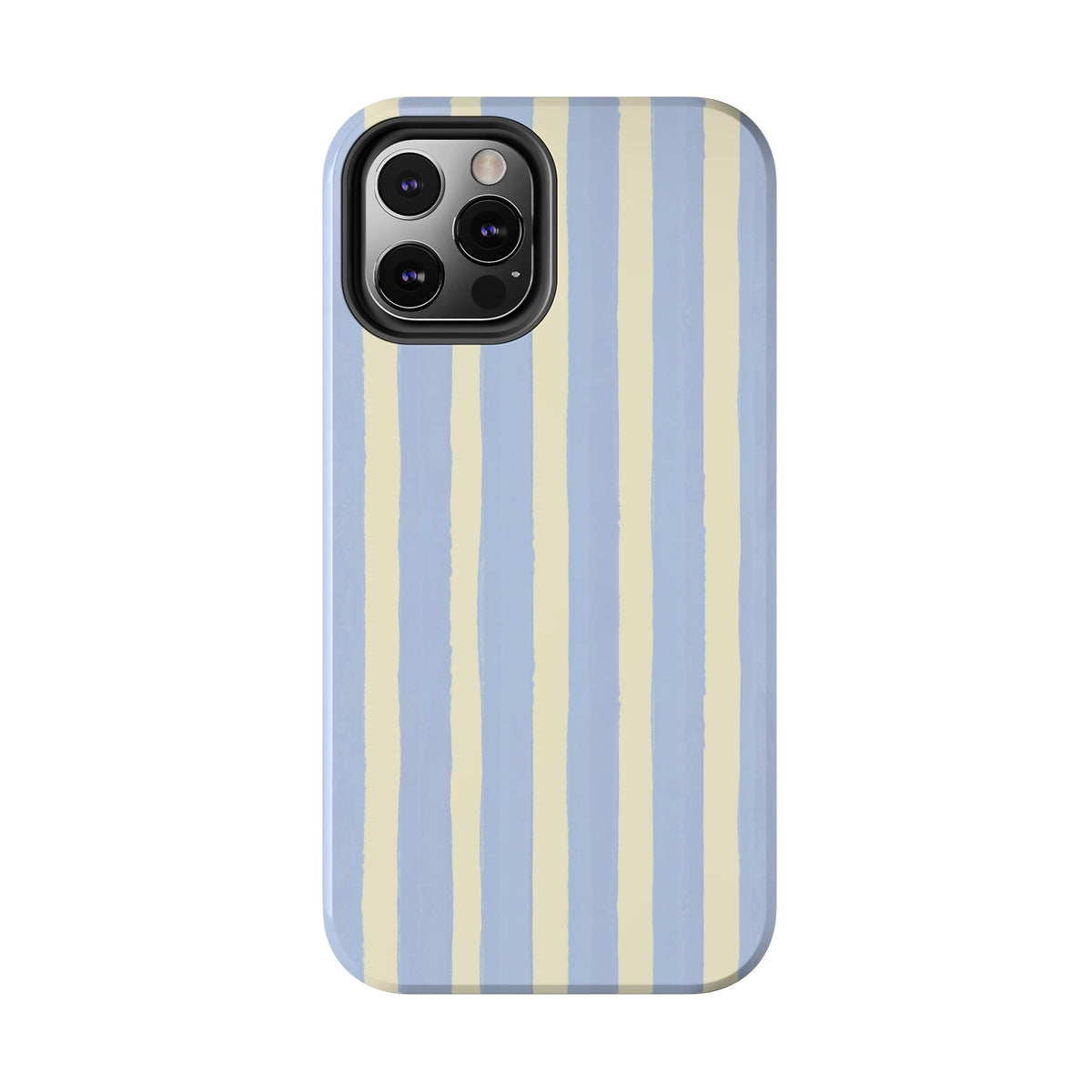 Pastel Stripe Tough Phone Case — Blue & Cream Protective Cover