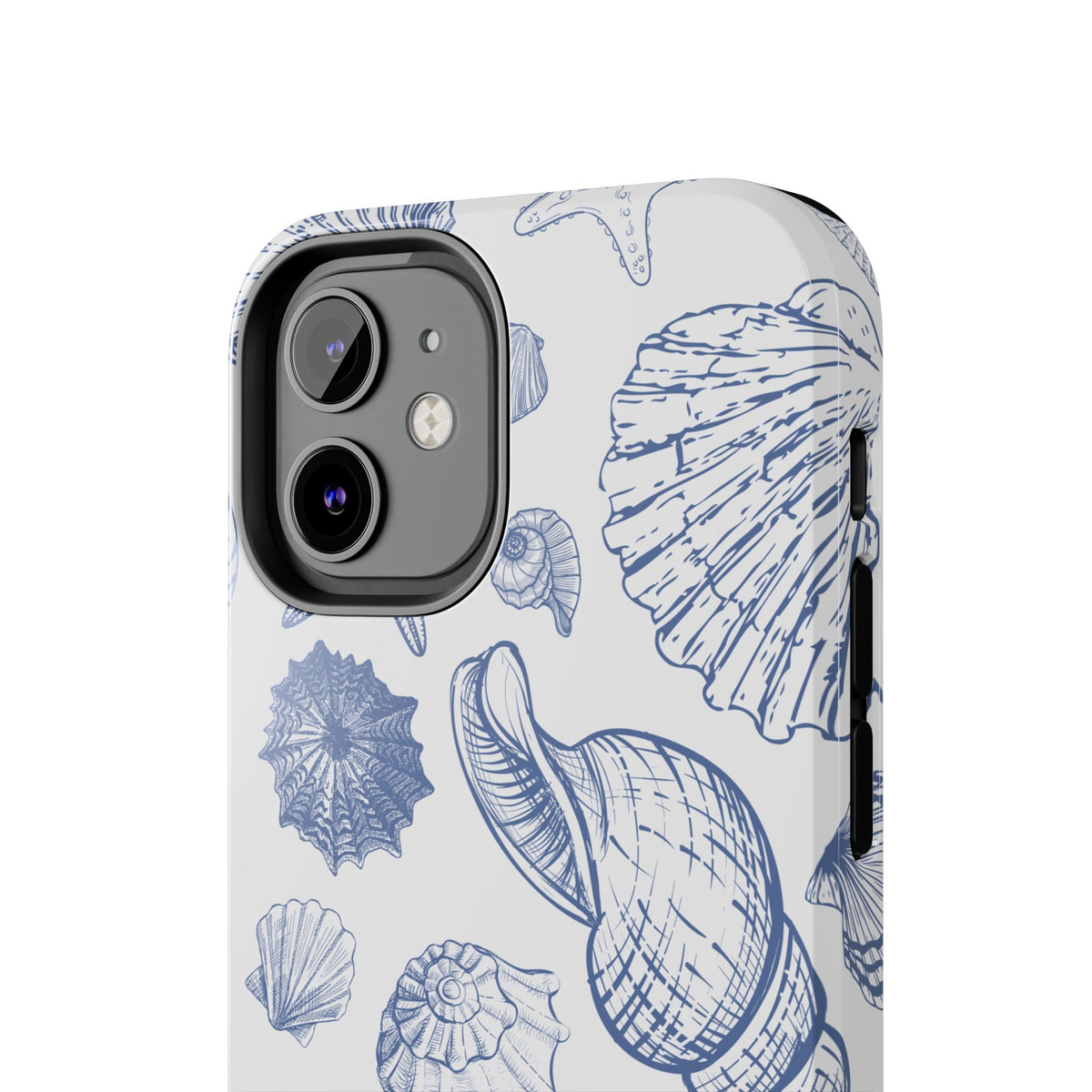 Seaside Sketch Tough Phone Case – Blue Shells & Starfish Protective Cover