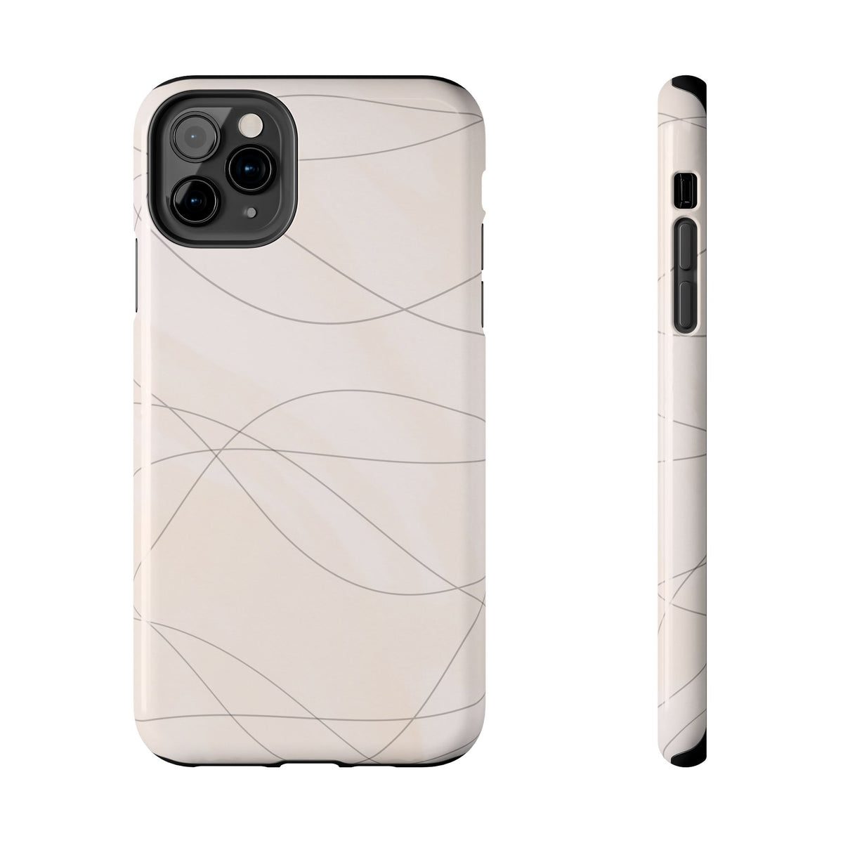 Minimal Beige Wave Tough Phone Case — Protective Slim Phone Case
