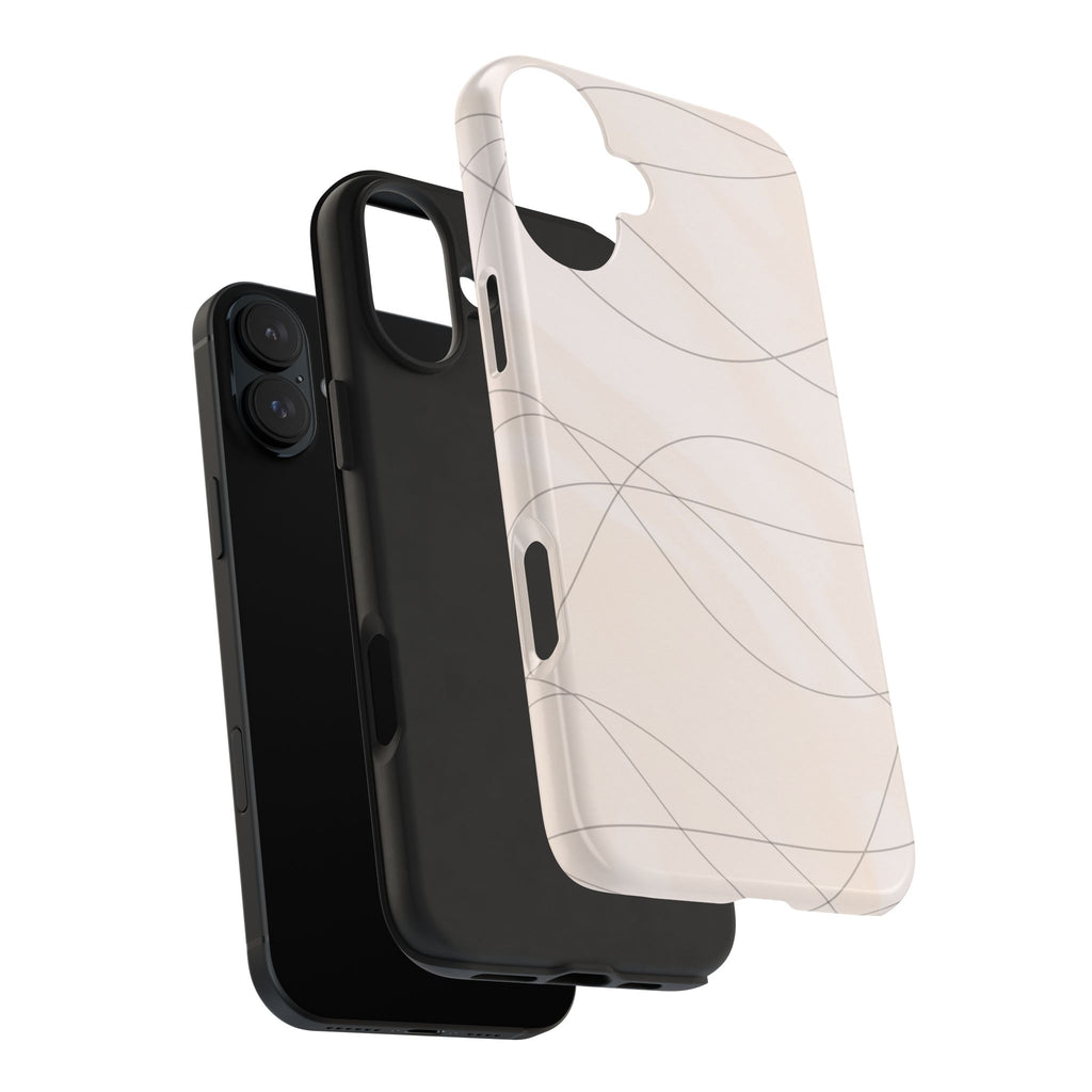 Minimal Beige Wave Tough Phone Case — Protective Slim Phone Case