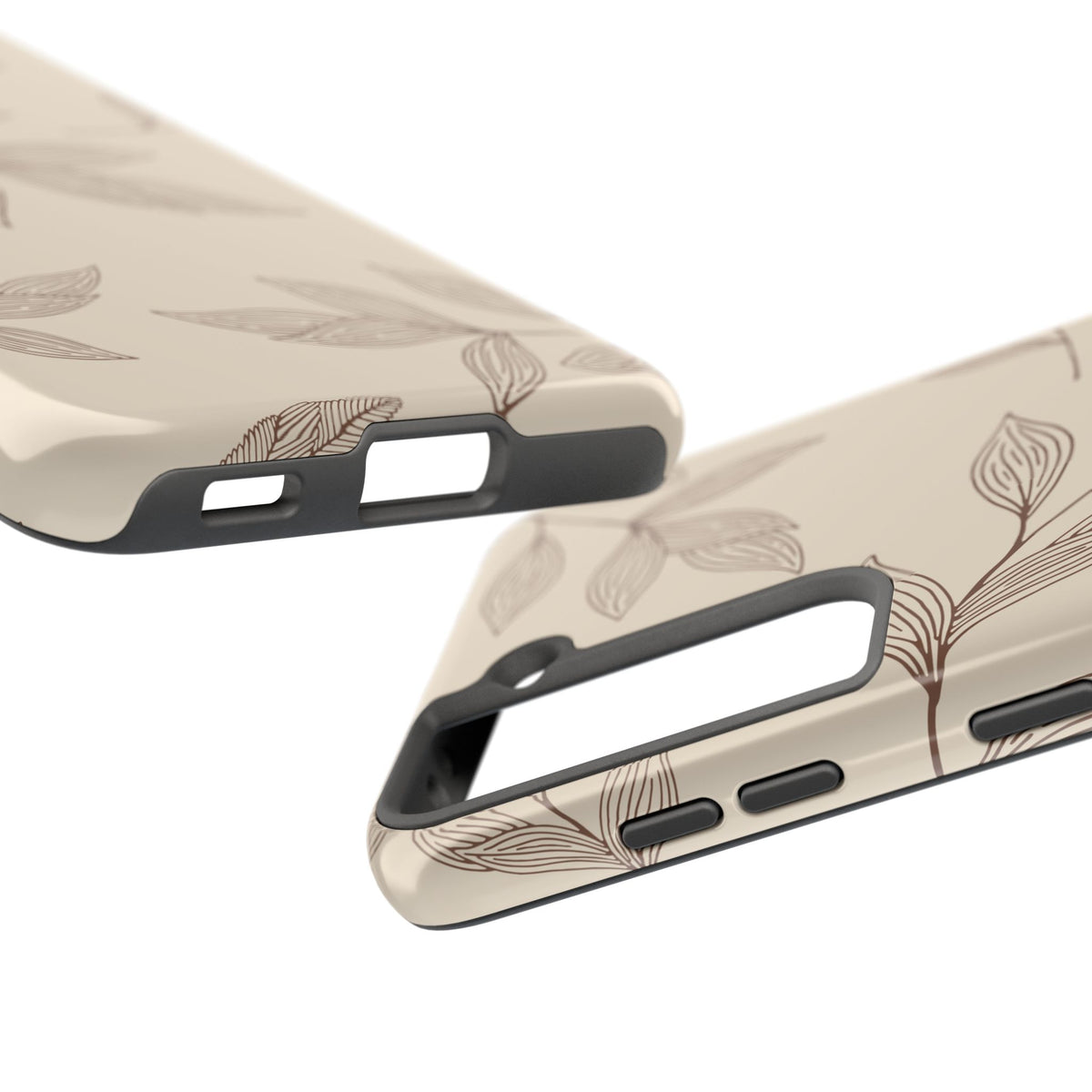Tough Phone Case — Neutral Botanical Leaf Design (Protective Floral iPhone Case)