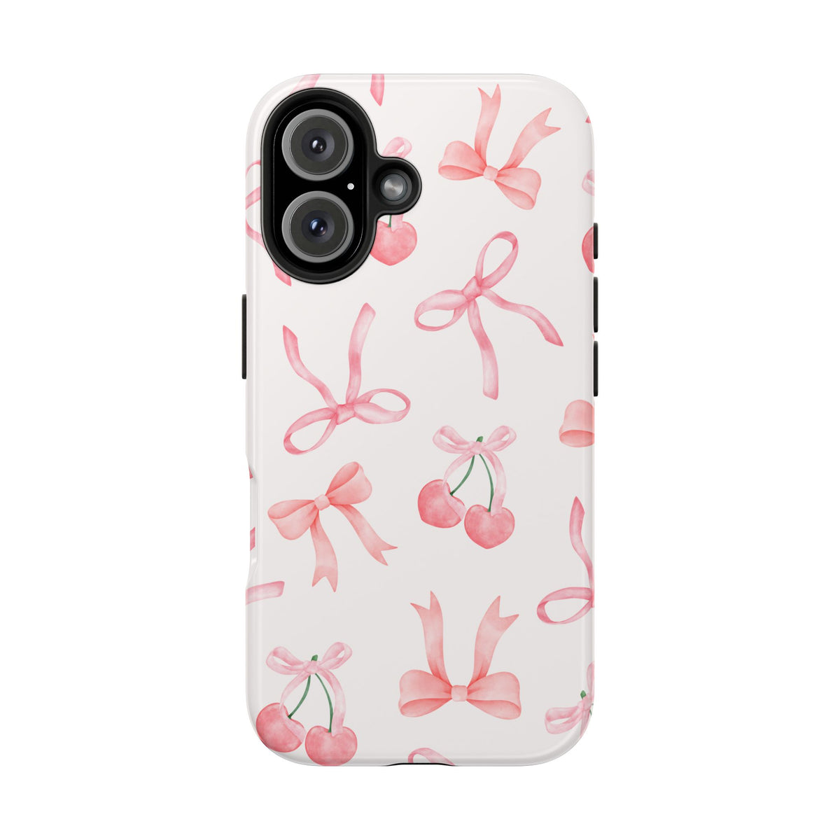 Pink Cherry & Bows Tough Phone Case — Cute Pastel Floral Pattern