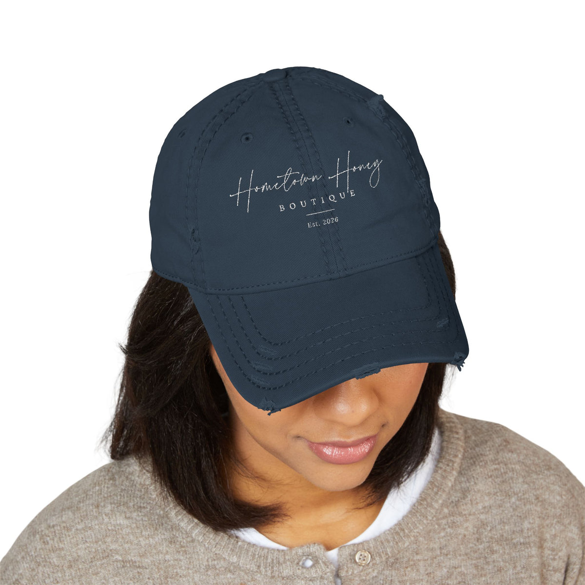 Embroidered Hometown Honey distressed hat