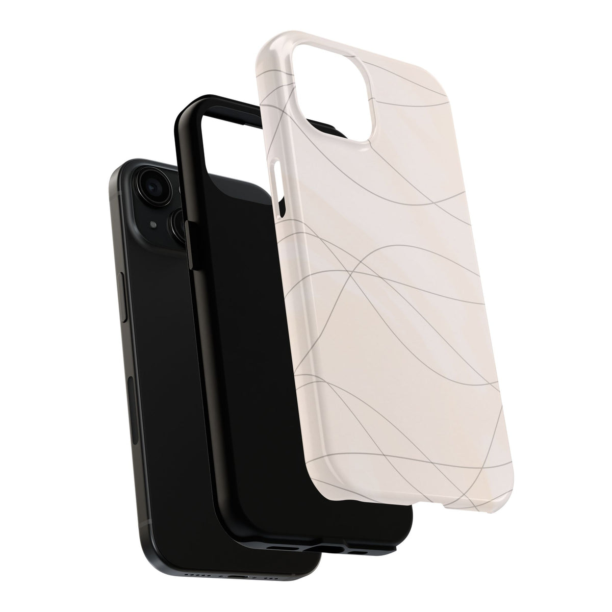 Minimal Beige Wave Tough Phone Case — Protective Slim Phone Case