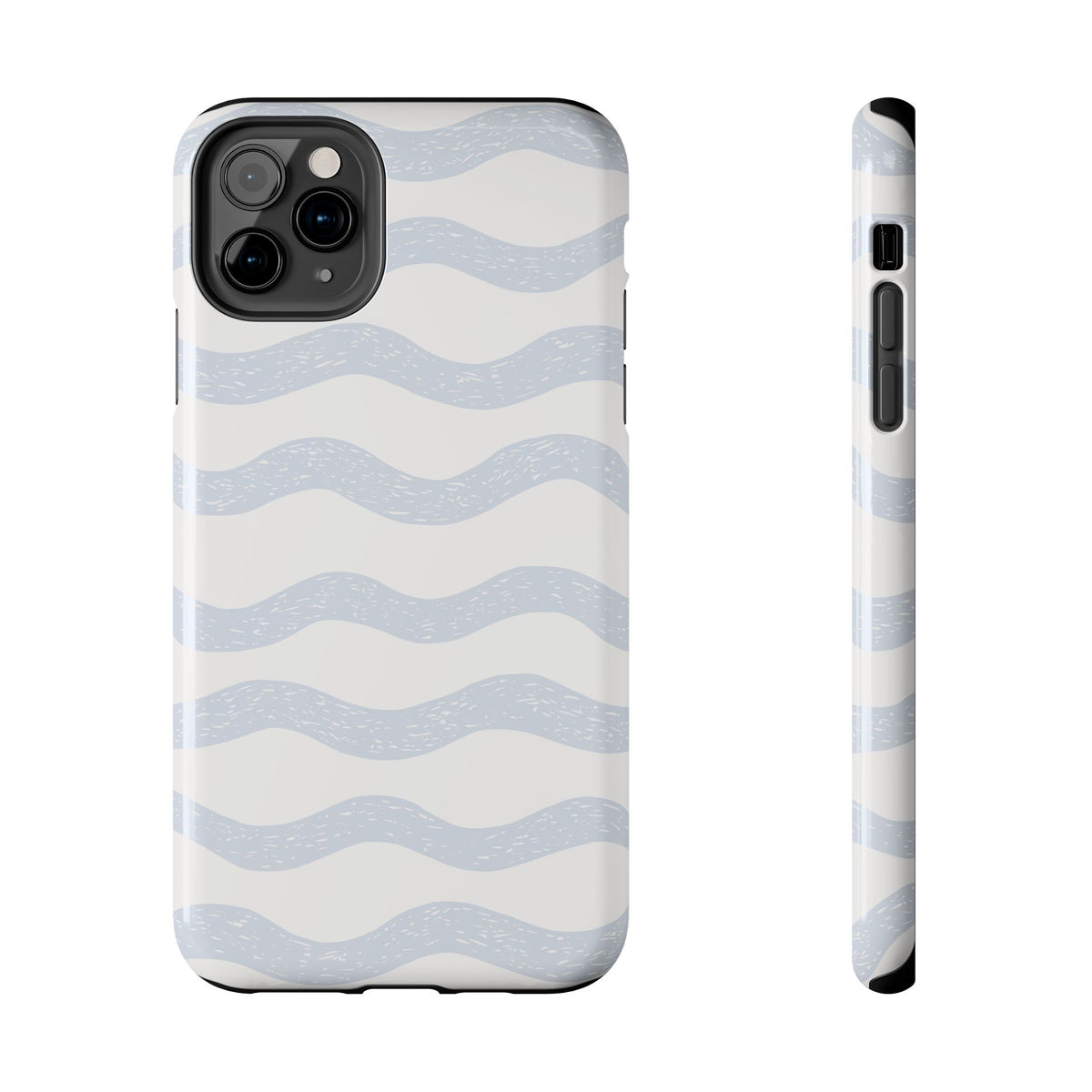 Tough Phone Case – Subtle Blue Wavy Stripes, Durable Protective Cover