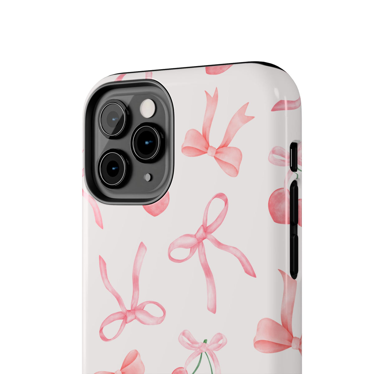 Pink Cherry & Bows Tough Phone Case — Cute Pastel Floral Pattern