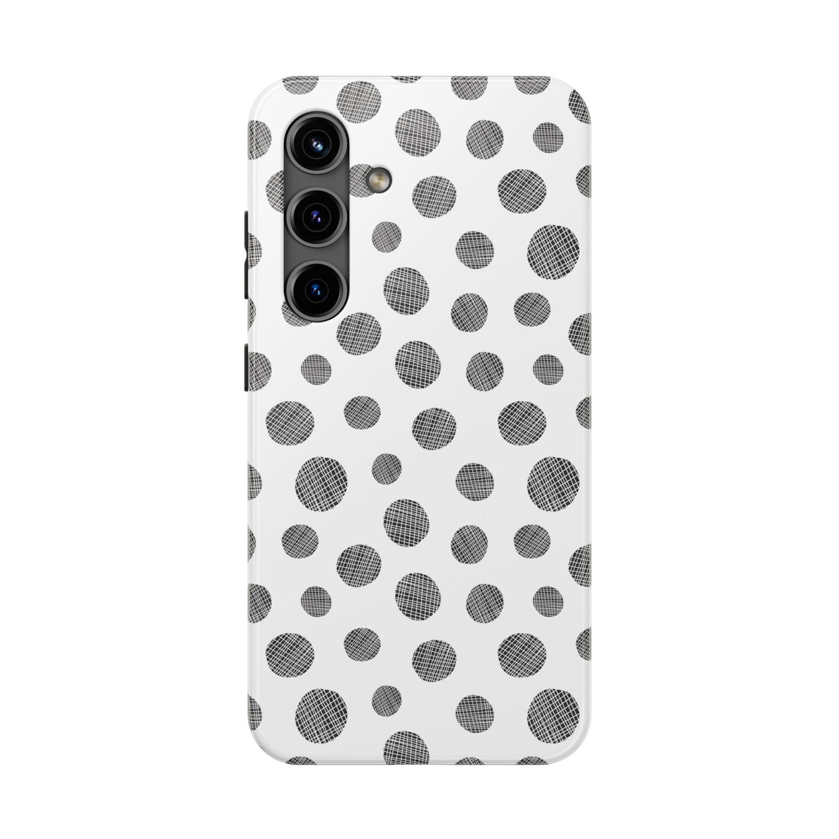 Polka Dot Texture Tough Phone Case — Black & White Spot Pattern, Protective Slim Phone Cover