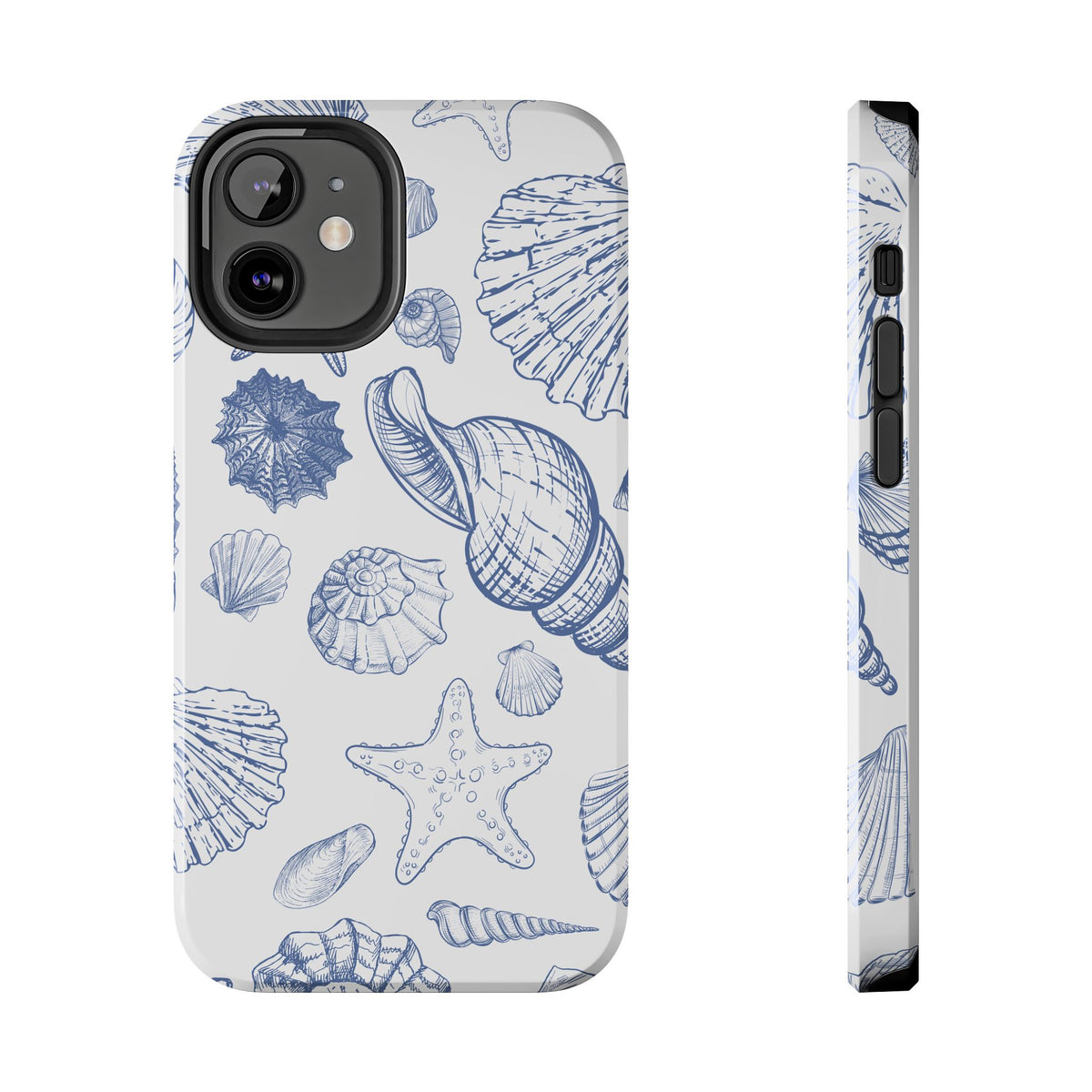 Seaside Sketch Tough Phone Case – Blue Shells & Starfish Protective Cover