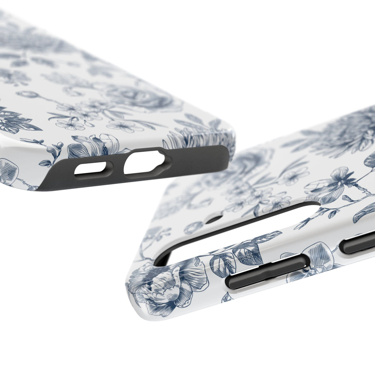 Tough Phone Case — Blue Vintage Floral Protective iPhone Cover