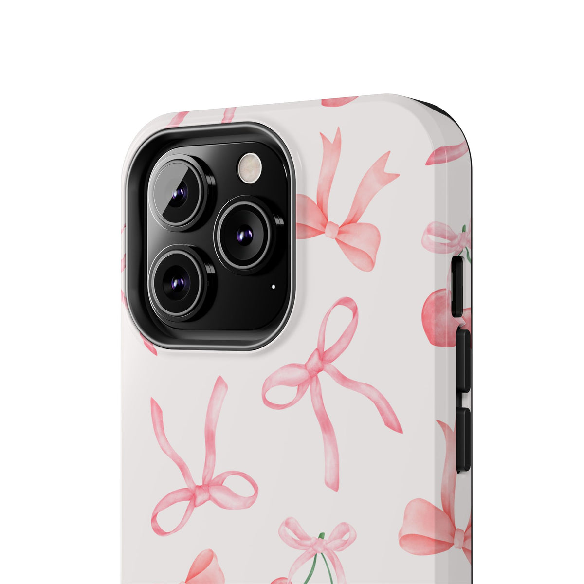Pink Cherry & Bows Tough Phone Case — Cute Pastel Floral Pattern
