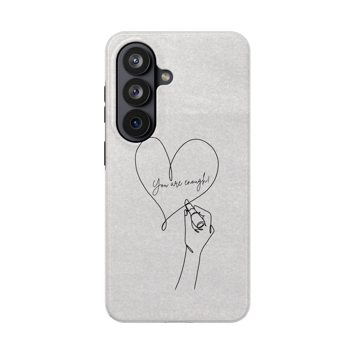 Tough Phone Case — Minimal Line Art Heart with "You Are Enough" Inspirational Design