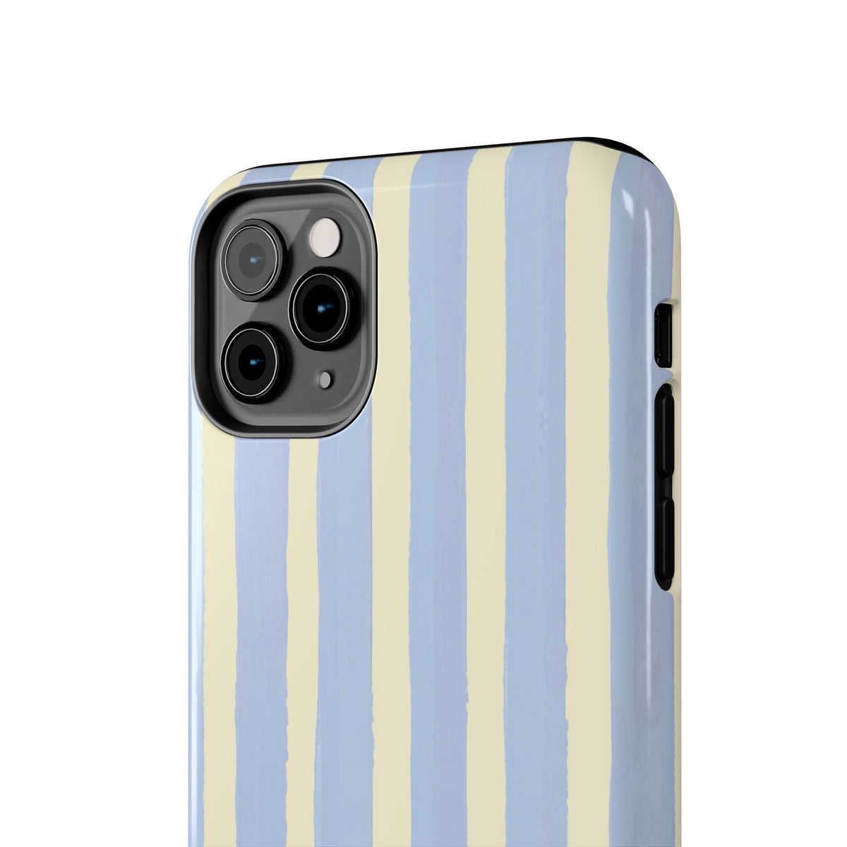 Pastel Stripe Tough Phone Case — Blue & Cream Protective Cover