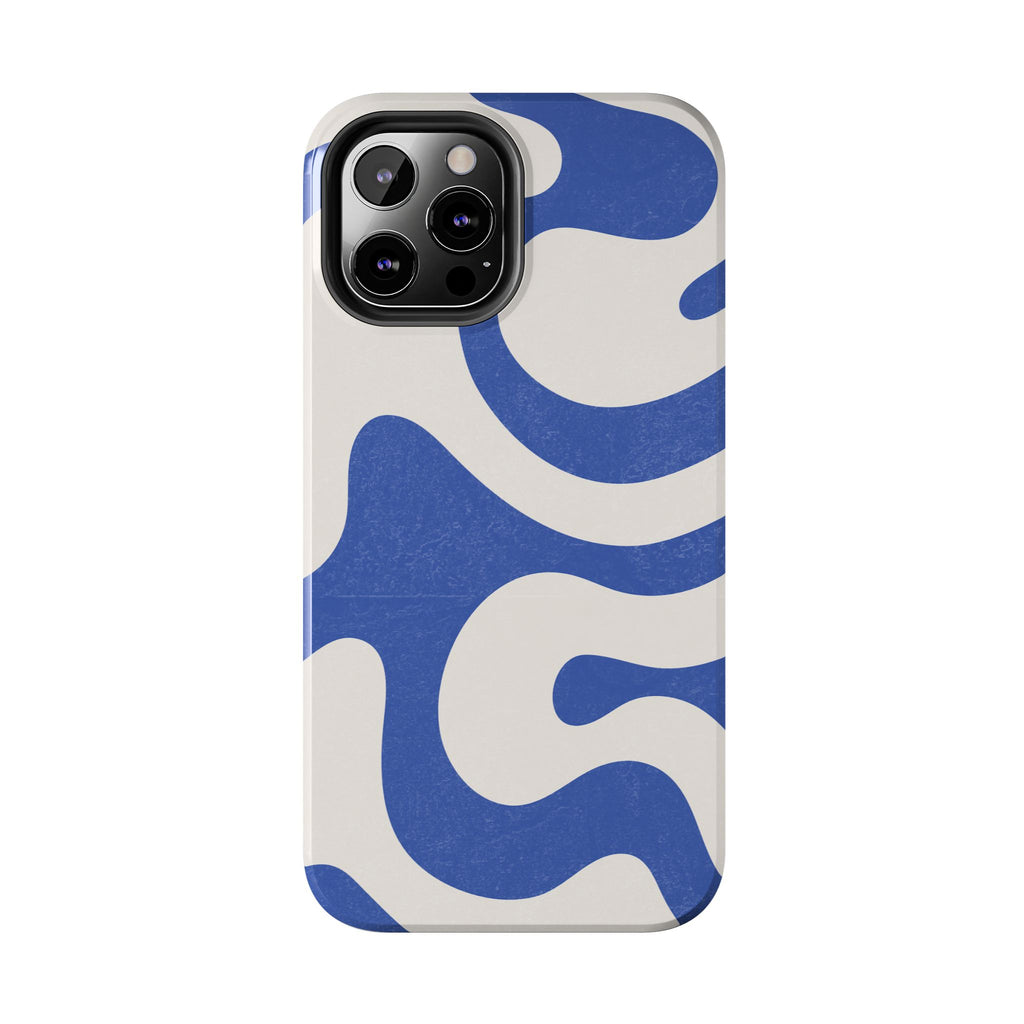 Blue Retro Swirl Tough Phone Case — Durable Abstract Pattern