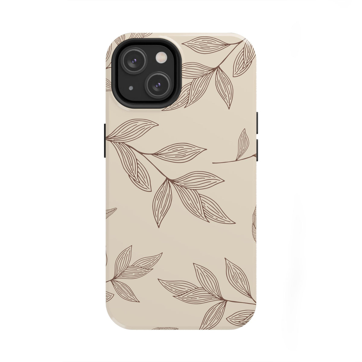Tough Phone Case — Neutral Botanical Leaf Design (Protective Floral iPhone Case)