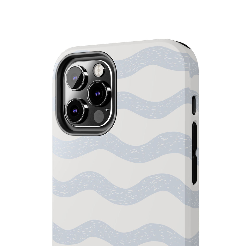 Tough Phone Case – Subtle Blue Wavy Stripes, Durable Protective Cover