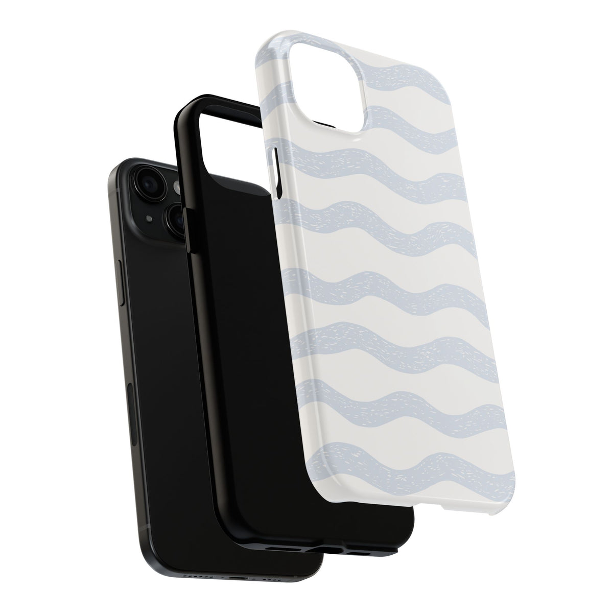 Tough Phone Case – Subtle Blue Wavy Stripes, Durable Protective Cover