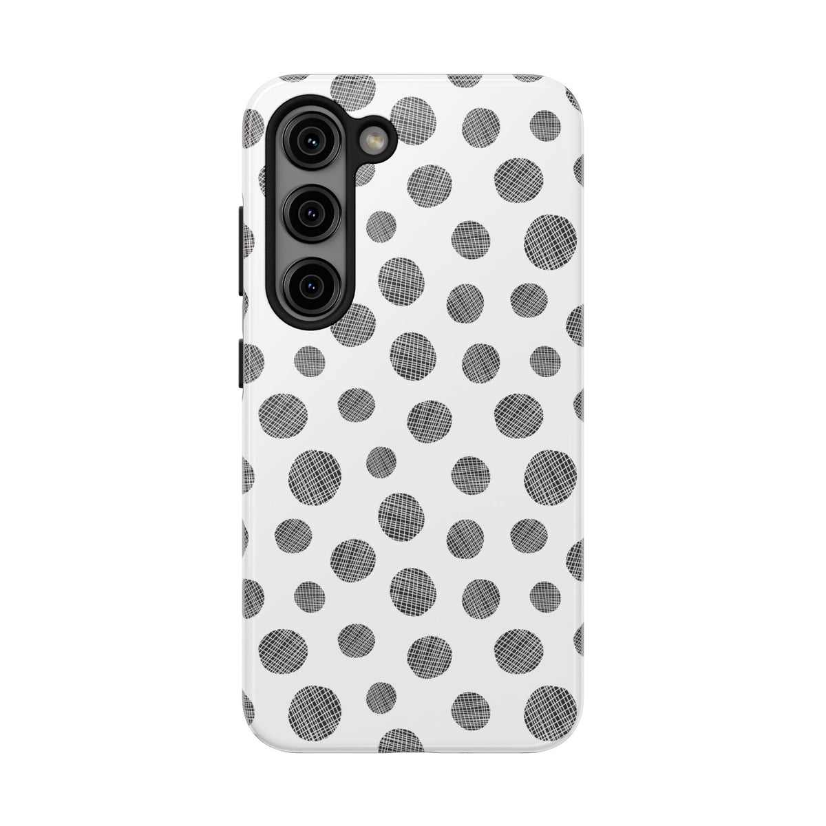 Polka Dot Texture Tough Phone Case — Black & White Spot Pattern, Protective Slim Phone Cover